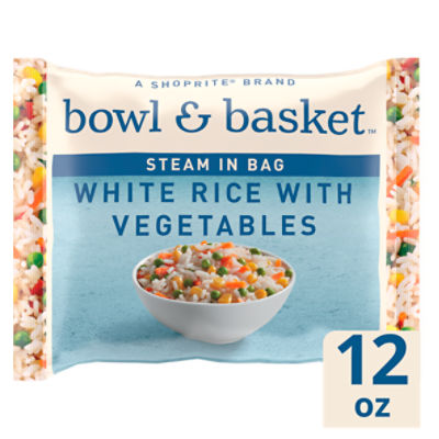 Bowl & Basket Steam in Bag White Rice with Vegetables, 12 oz, 12 Ounce