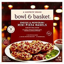 Bowl & Basket Cheese & Pepperoni Mini Pizza Bagels, 9 count, 7 oz, 7 Ounce