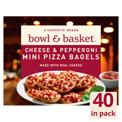 Bowl & Basket Cheese & Pepperoni Mini Pizza Bagels, 40 count, 31.1 oz, 31.1 Ounce