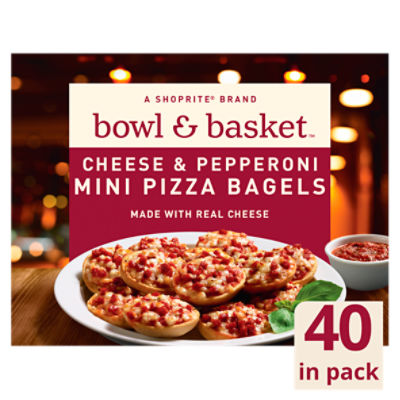 Bowl & Basket Cheese & Pepperoni Mini Pizza Bagels, 40 count, 31.1 oz ...