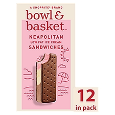 Bowl & Basket Neapolitan Low Fat Ice Cream Sandwiches, 3.5 fl oz, 12 count, 42 Fluid ounce