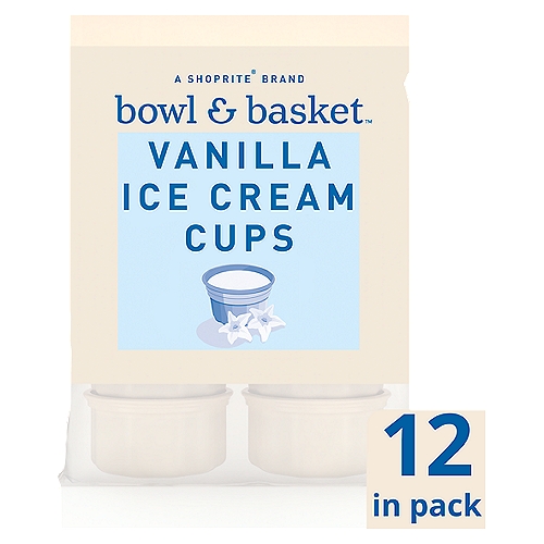 Bowl & Basket Vanilla Ice Cream Cups, 3 fl oz, 12 count