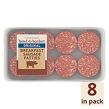 Bowl & Basket Original Breakfast Sausage Patties, 8 count, 12 oz, 12 Ounce