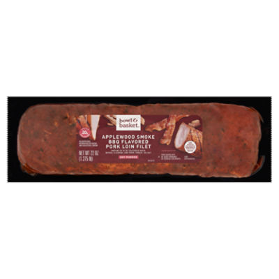 Bowl & Basket Applewood Smoke BBQ Flavored Pork Loin Filet, 22 oz