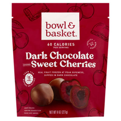 Bowl & Basket Dark Chocolate Covered Sweet Cherries, 8 oz