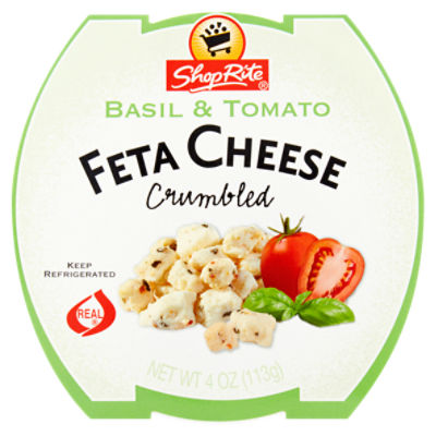 ShopRite Basil & Tomato Crumbled Feta Cheese, 4 oz, 4 Ounce