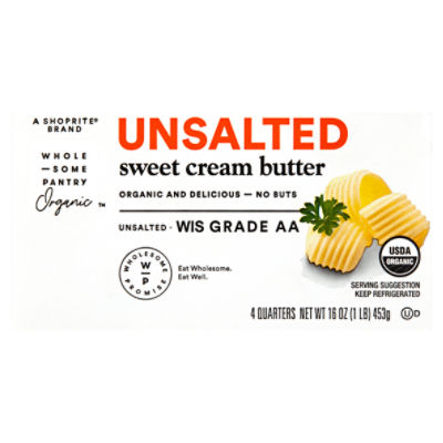 Wholesome Pantry Organic Unsalted Sweet Cream Butter, 4 count, 16 oz, 16 Ounce