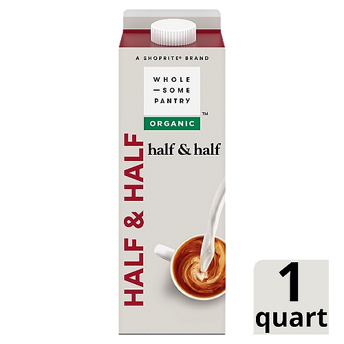 Wholesome Pantry Organic Half & Half, one quart
No Added Hormones and No Antibiotics*
* No Significant Difference Has Been Shown Between Milk Derived from rBST-Treated and Non-rBST-Treated Cows.

No Toxic Pesticides†
† USDA Organic Standards Prohibit the Use of Pesticides Harmful to Human Health.