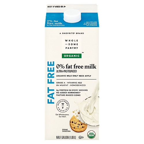 Ultra pasteurized. Vitamins A&D. Grade A. Produced without: antibiotics; synthetic hormones; synthetic pesticides. USDA organic. No rBST. Product of USA.
No Added Hormones*
*No Significant Difference Has Been Shown Between Milk Derived from rBST-Treated and Non-rBST-Treated Cows