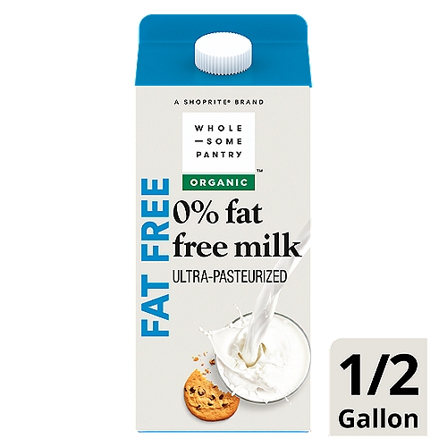Wholesome Pantry Organic 0% Fat Free Milk, half gallon
No Added Hormones*
* No Significant Difference Has Been Shown Between Milk Derived from rBST-Treated and Non-rBST-Treated Cows.

No Toxic Pesticides†
† USDA Organic Standards Prohibit the Use of Pesticides Harmful to Human Health.