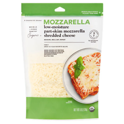 Wholesome Pantry Organic Low-Moisture Part-Skim Mozzarella Shredded Cheese, 6 oz, 6 Ounce