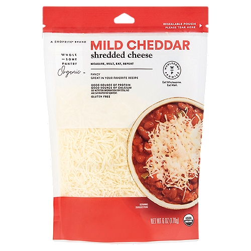 Wholesome Pantry Organic Mild Cheddar Shredded Cheese, 6 oz