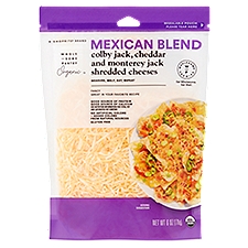 Wholesome Pantry Organic Mexican Blend Colby Jack, Cheddar and Monterey Jack Shredded, Cheeses, 6 Ounce