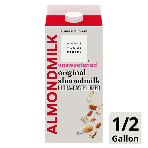 Wholesome Pantry Unsweetened Original Almondmilk, half gallon
This Product: 35% DV (440mg) Calcium per Serving.
Whole Milk: 25% DV (300mg) Calcium per Serving.