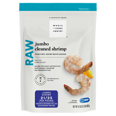 Wholesome Pantry Raw Jumbo Cleaned Shrimp, 42-50 shrimp per bag, 32 oz, 2 Pound