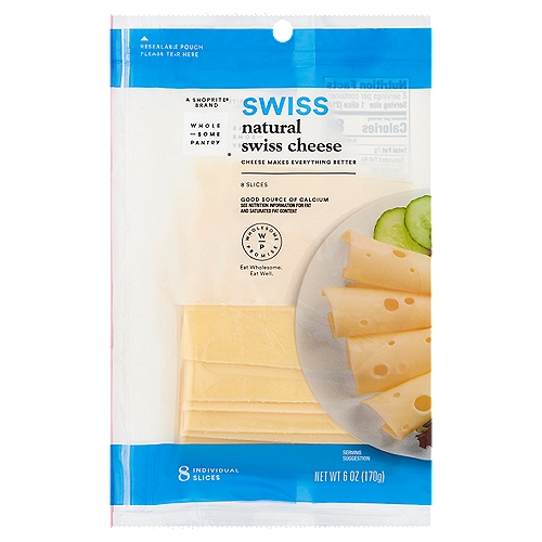 Wholesome Pantry Natural Swiss Cheese Slices, 8 count, 6 oz