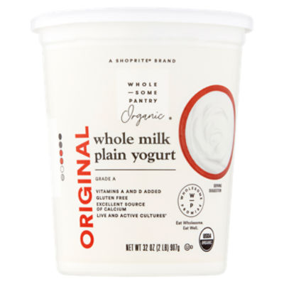 Wholesome Pantry Organic Original Whole Milk Plain Yogurt, 32 oz, 32 Ounce