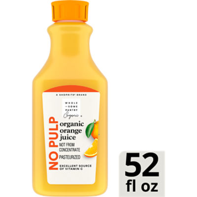 Wholesome Pantry Organic No Pulp 100% Orange Juice, 52 fl oz, 52 Fluid ounce