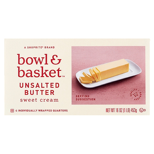 Bowl & Basket Sweet Cream Unsalted Butter, 4 count, 16 oz