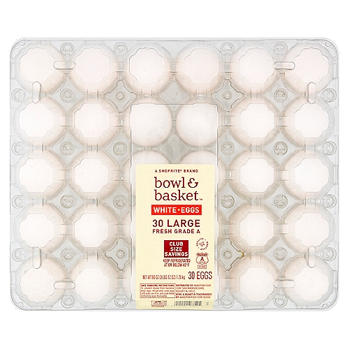 Bowl & Basket Fresh White Eggs, Large, 30 count, 60 oz