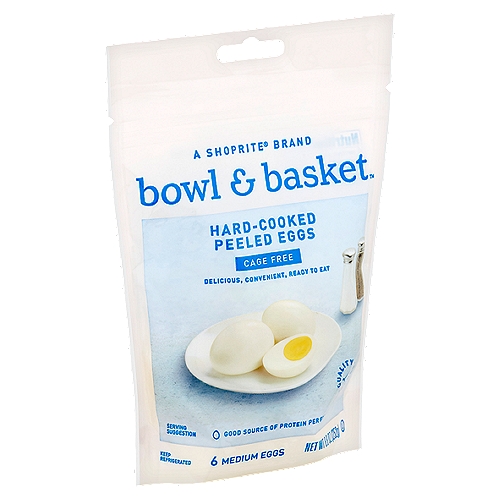 Bowl & Basket Cage Free Hard-Cooked Peeled Eggs, Medium, 6 count, 8.8 oz