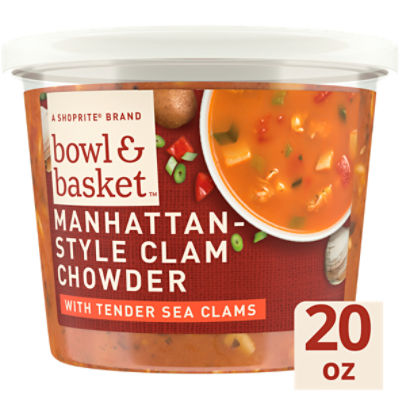 Bowl & Basket Manhattan Style Clam Chowder with Tender Sea Clams Soup, 20 oz, 20 Ounce