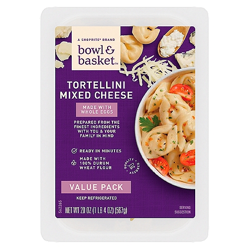 Bowl & Basket Mixed Cheese Tortellini Pasta Value Pack, 20 oz