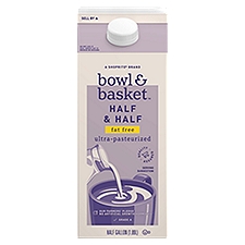 Bowl & Basket Milk, Half & Half Fat Free, 0.5 Gallon