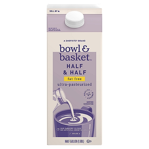Bowl & Basket Half & Half Fat Free Milk, half gallon
