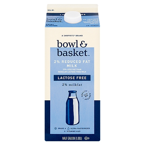 Bowl & Basket Lactose Free 2% Reduced Fat Milk, half gallon
Fat Reduced from 8g to 5g Per Serving Compared to Regular Lactose Free Milk.