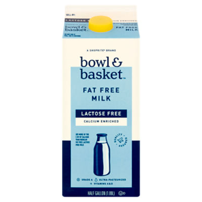 Bowl & Basket Bowl & Basket Lactose Free Calcium Enriched Fat Free Milk, half gallon, 64 Fluid ounce 