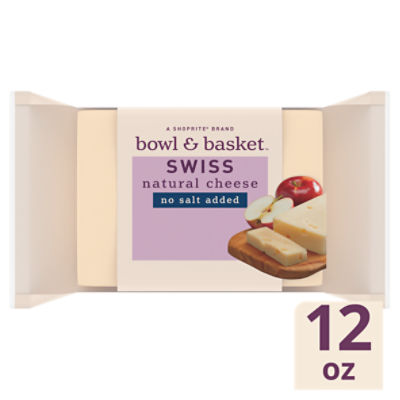 Bowl & Basket Swiss Natural Cheese, no salt added 12 oz, 12 Ounce