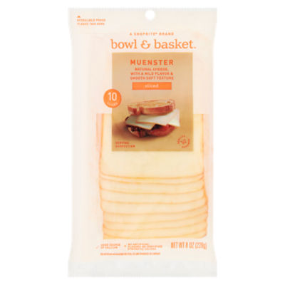 Bowl & Basket Sliced Muenster Natural Cheese, 10 count, 8 oz