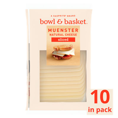 Bowl & Basket Sliced Muenster Natural Cheese, 10 count, 8 oz, 8 Ounce