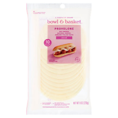 Bowl & Basket Sliced Provolone Natural Cheese, 10 count, 8 oz, 8 Ounce