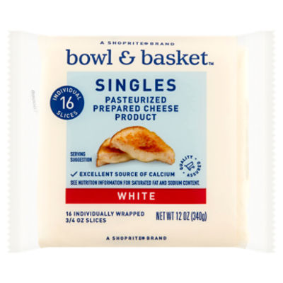 Bowl & Basket Singles White Cheese, 3/4 oz, 16 count