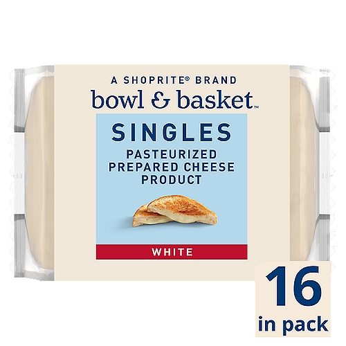 Bowl & Basket Singles White Cheese, 3/4 oz, 16 count
Pasteurized Prepared Cheese Product