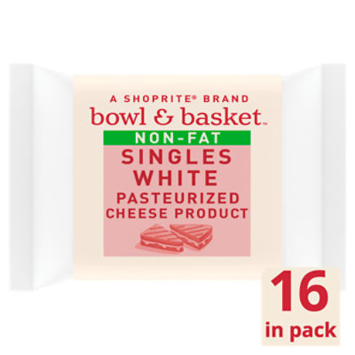 Bowl & Basket Bowl & Basket Non-Fat Singles White Cheese, 3/4 oz, 16 count, 12 Ounce 