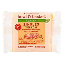 Bowl & Basket Non-Fat Singles Yellow Cheese, 3/4 oz, 16 count, 12 Ounce