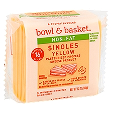 Bowl & Basket Non-Fat Singles Yellow Cheese, 3/4 oz, 16 count