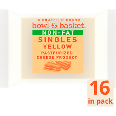 Bowl & Basket Non-Fat Singles Yellow Cheese, 3/4 oz, 16 count, 12 Ounce