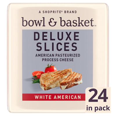 Bowl & Basket Deluxe White American Slices Cheese, 2/3 oz, 24 count, 16 Ounce