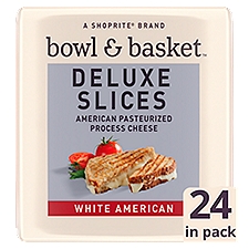 Bowl & Basket Deluxe White American Slices Cheese, 2/3 oz, 24 count, 16 Ounce