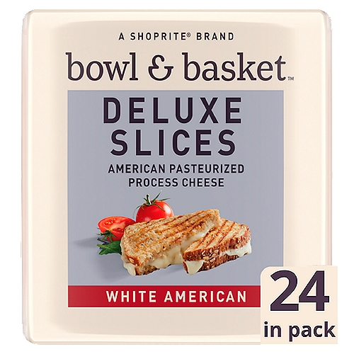 Bowl & Basket Deluxe White American Slices Cheese, 2/3 oz, 24 count