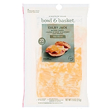 Bowl & Basket Thin Sliced Colby Jack Cheese, 20 count, 7.6 oz, 7.6 Ounce