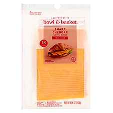Bowl & Basket Cheese, Thin Sliced Sharp Cheddar Natural, 6.84 Ounce