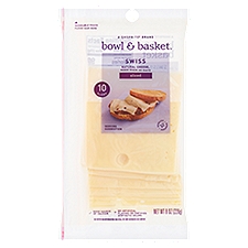 Bowl & Basket Cheese, Sliced Swiss Natural, 8 Ounce