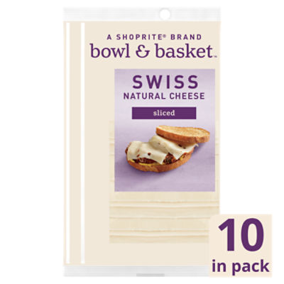 Bowl & Basket Sliced Swiss Natural Cheese, 10 count, 8 oz, 8 Ounce