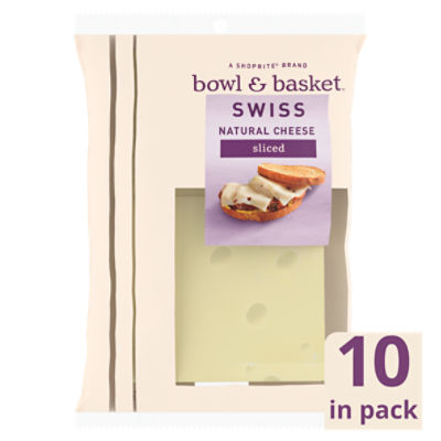 Bowl & Basket Sliced Swiss Natural Cheese, 10 count, 8 oz, 8 Ounce