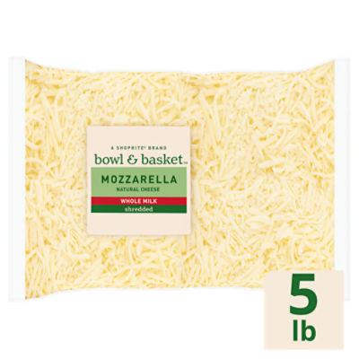Bowl & Basket Whole Milk Shredded Mozzarella Cheese, 5 lb, 5 Pound